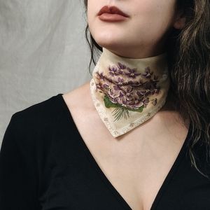 Vintage Brown Floral Handkerchief/Neck Scarf